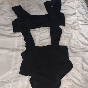 ruffled suspender swimsuit